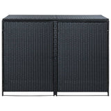 Copribidone Doppio per Spazzatura Polyrattan Nero 148x80x111 cm
