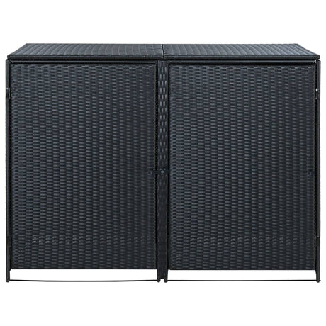 Copribidone Doppio per Spazzatura Polyrattan Nero 148x80x111 cm