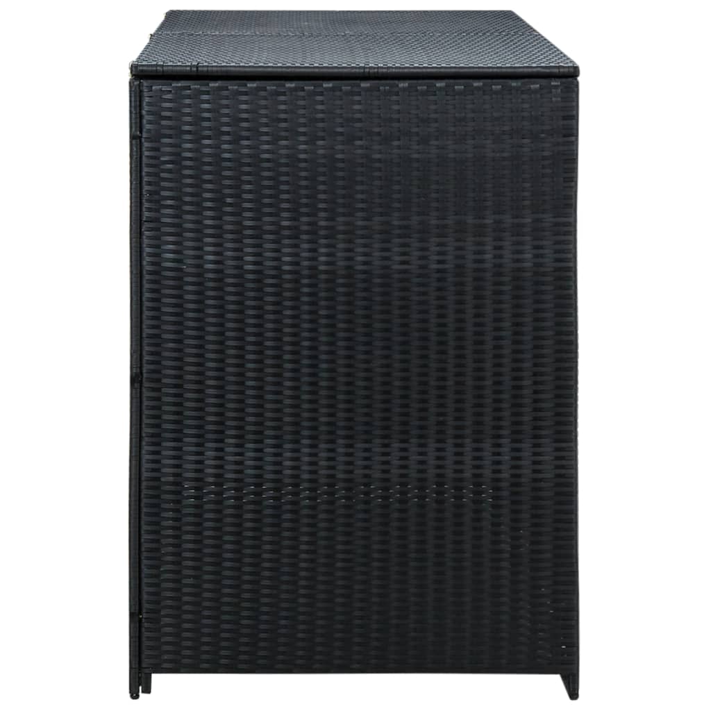 Copribidone Doppio per Spazzatura Polyrattan Nero 148x80x111 cm