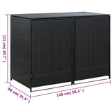 Copribidone Doppio per Spazzatura Polyrattan Nero 148x80x111 cm