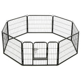 Box per Cani con 8 Pannelli in Acciaio 60x80 cm Nero