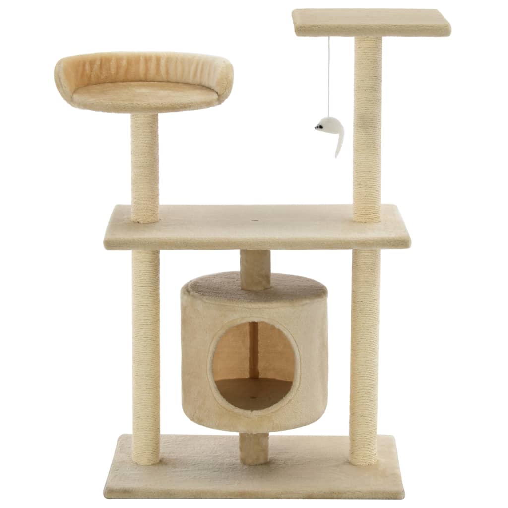 Albero per Gatti con Tiragraffi in Sisal 95 cm Beige