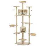 Albero per Gatti e Tiragraffi in Sisal 203 cm Beige e Bianco