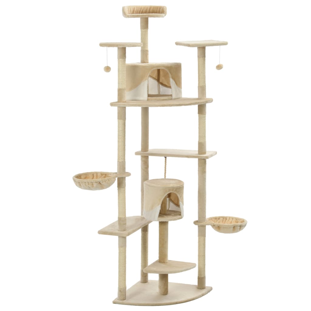 Albero per Gatti e Tiragraffi in Sisal 203 cm Beige e Bianco