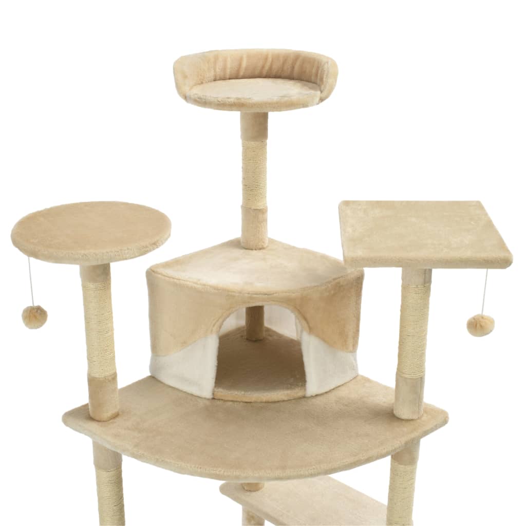 Albero per Gatti e Tiragraffi in Sisal 203 cm Beige e Bianco