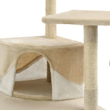 Albero per Gatti e Tiragraffi in Sisal 203 cm Beige e Bianco