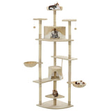 Albero per Gatti e Tiragraffi in Sisal 203 cm Beige e Bianco