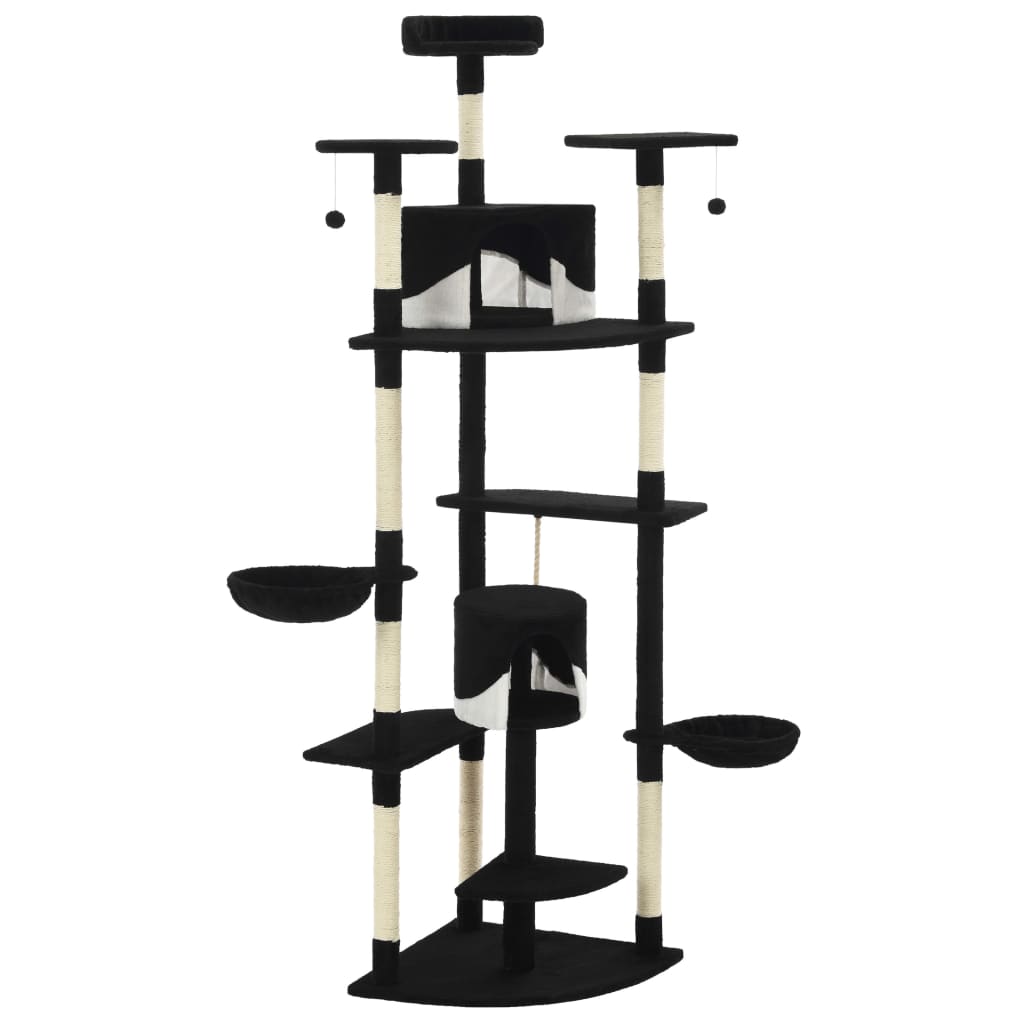 Albero per Gatti e Tiragraffi in Sisal 203 cm Nero e Bianco