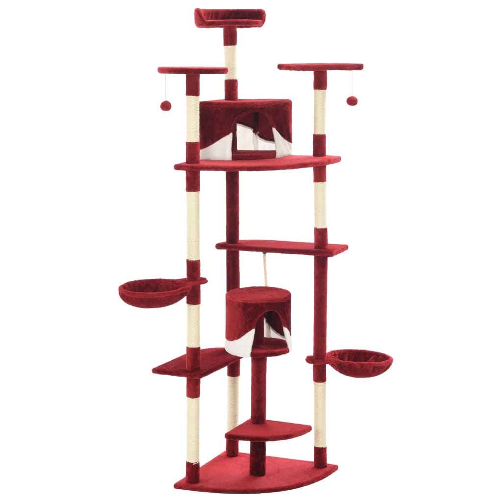 Albero per Gatti e Tiragraffi in Sisal 203 cm Rosso e Bianco