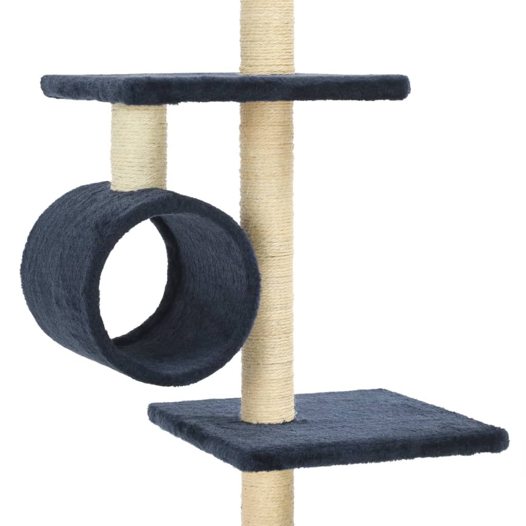 Albero per Gatti con Pali Tiragraffi in Sisal 260 cm Blu Scuro