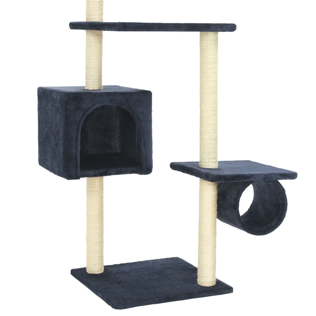 Albero per Gatti con Pali Tiragraffi in Sisal 260 cm Blu Scuro