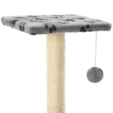 Albero per Gatti e Tiragraffi Sisal 65 cm Zampe Stampate Grigio