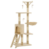 Albero per Gatti con Tiragraffi in Sisal 138 cm Beige