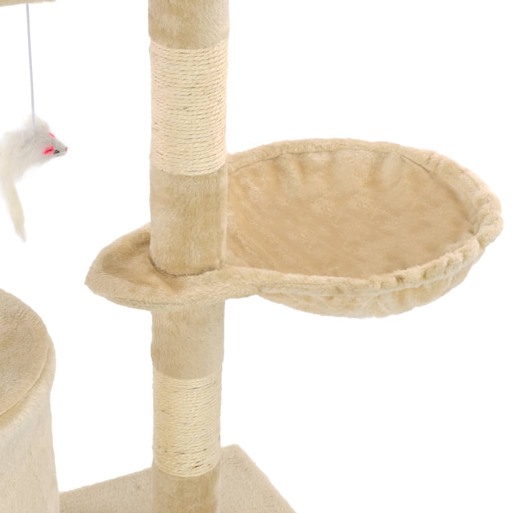 Albero per Gatti con Tiragraffi in Sisal 138 cm Beige