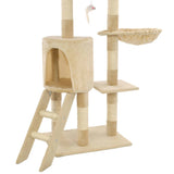 Albero per Gatti con Tiragraffi in Sisal 138 cm Beige