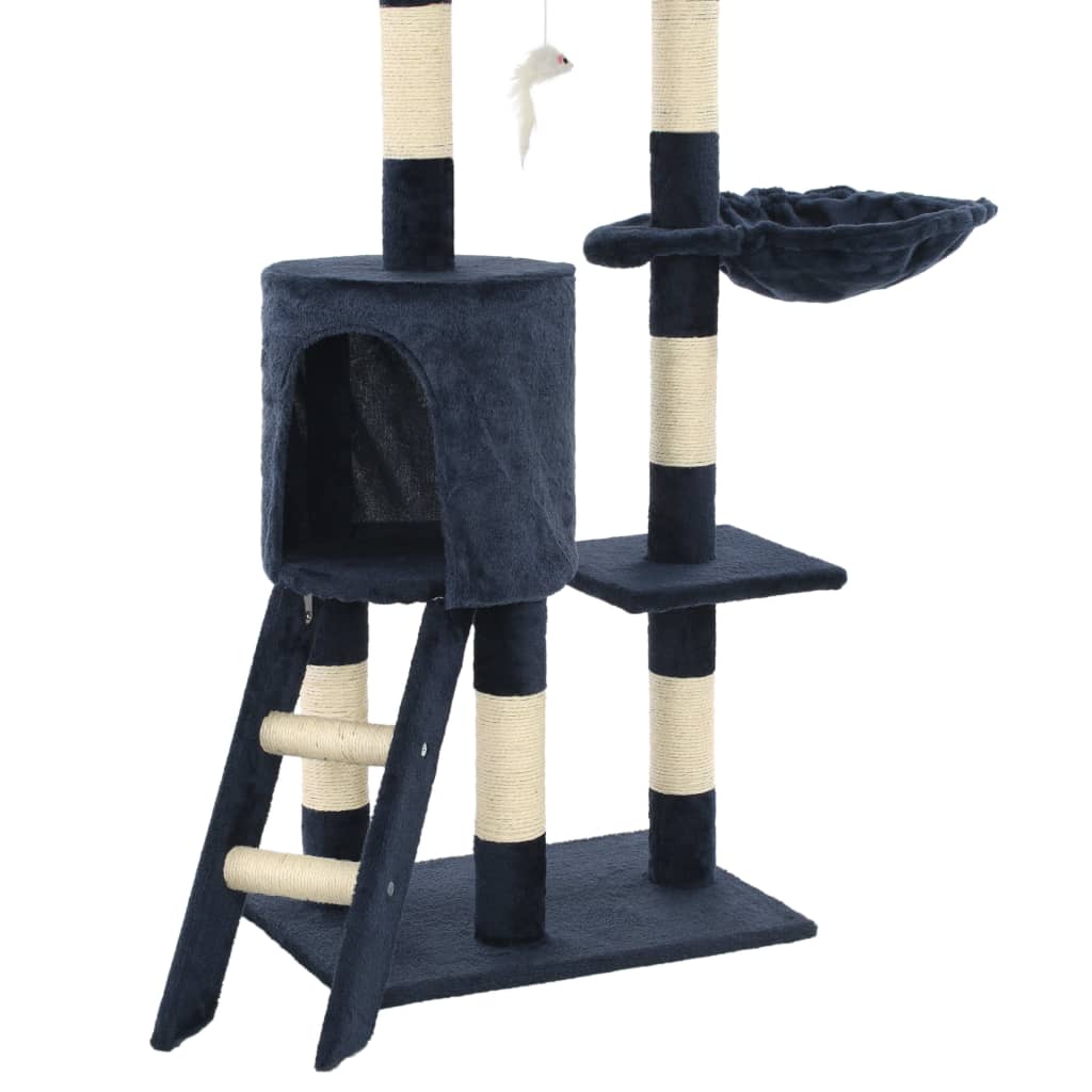 Albero per Gatti con Tiragraffi in Sisal 138 cm Blu Scuro