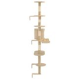 Albero per Gatti con Tiragraffi in Sisal da Parete 194 cm Beige