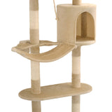 Albero per Gatti con Tiragraffi in Sisal da Parete 194 cm Beige