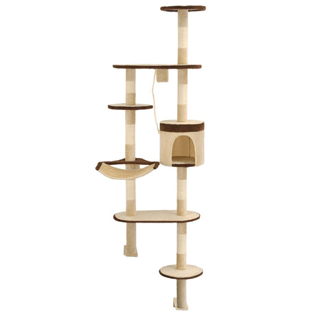 Albero Gatti Tiragraffi in Sisal a Muro 194 cm Beige e Marrone