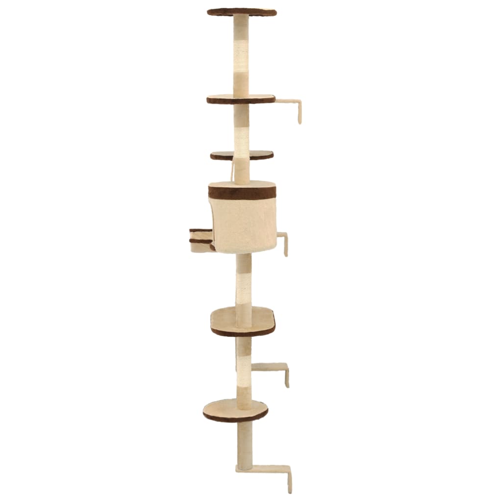 Albero Gatti Tiragraffi in Sisal a Muro 194 cm Beige e Marrone