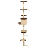 Albero Gatti Tiragraffi in Sisal a Muro 194 cm Beige e Marrone