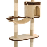 Albero Gatti Tiragraffi in Sisal a Muro 194 cm Beige e Marrone