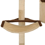 Albero Gatti Tiragraffi in Sisal a Muro 194 cm Beige e Marrone