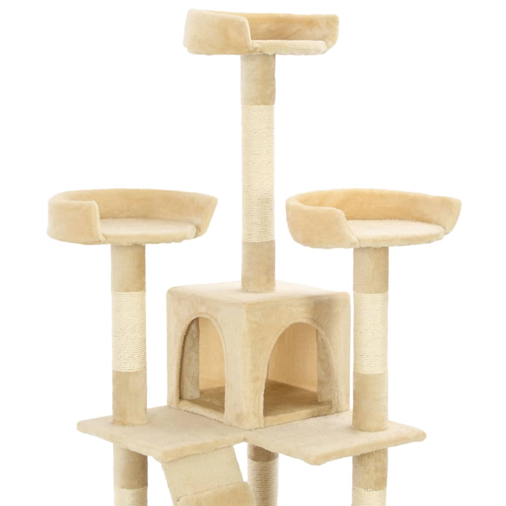 Albero per Gatti con Tiragraffi in Sisal 170 cm Beige