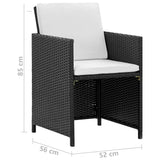 Set da Pranzo da Giardino 5 pz con Cuscini in Polyrattan Nero