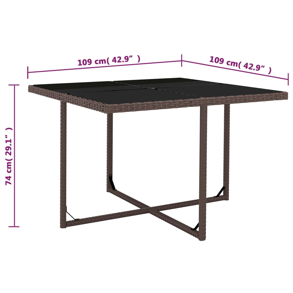 Set da Pranzo da Giardino 5 pz con Cuscini Polyrattan Marrone