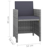 Set da Pranzo da Giardino 5 pz con Cuscini in Polyrattan Grigio