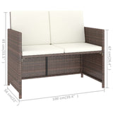 Set da Pranzo da Giardino 6 pz con Cuscini Polyrattan Marrone