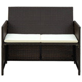 Set Divani da Giardino 4 pz con Cuscini in Polyrattan Marrone