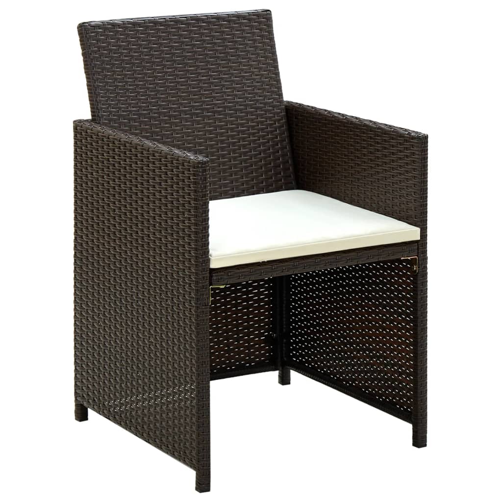 Set Divani da Giardino 4 pz con Cuscini in Polyrattan Marrone