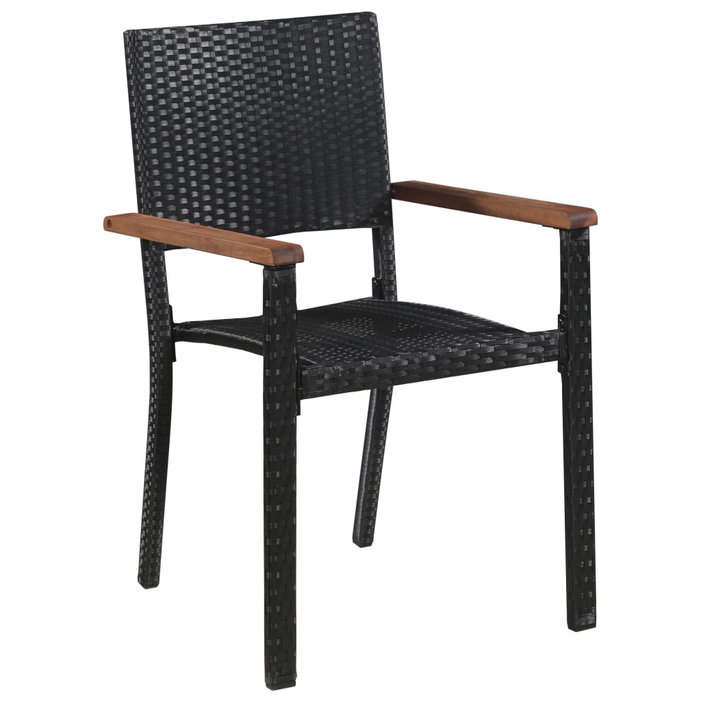 Set da Pranzo da Giardino 5 pz in Polyrattan e Acacia Nero