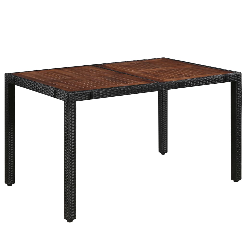 Set da Pranzo da Giardino 7 pz in Polyrattan e Acacia Nero