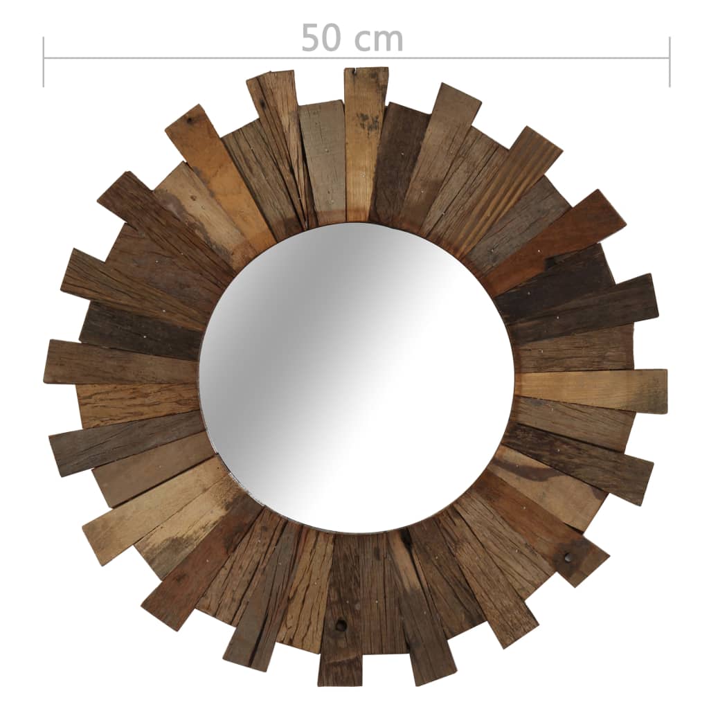 Specchio da Parete in Legno Massello di Recupero 50 cm