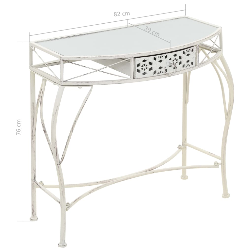 Tavolino Laterale in Stile Francese in Metallo 82x39x76 Bianco