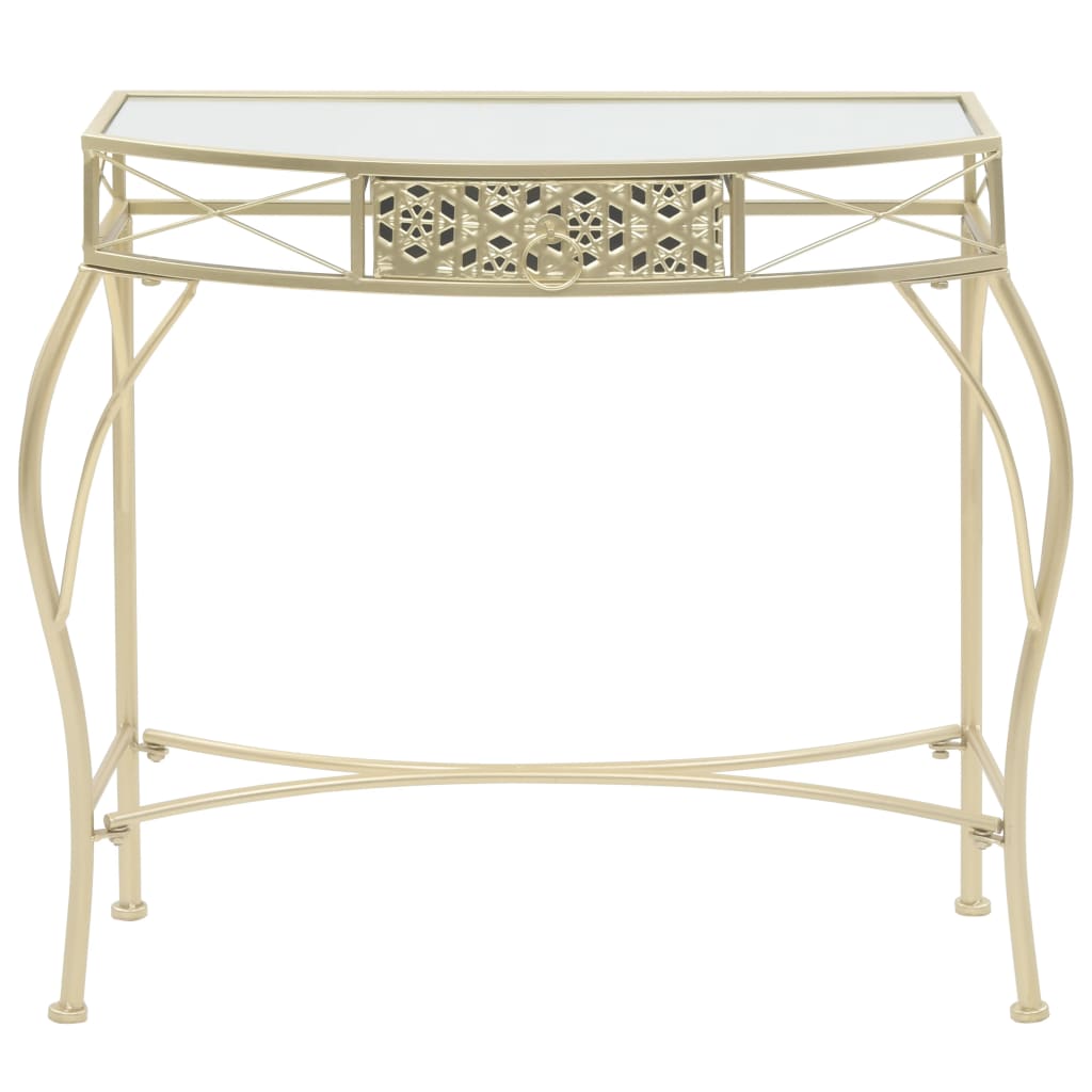 Tavolino Laterale in Stile Francese in Metallo 82x39x76 cm Oro