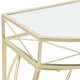 Tavolino Laterale in Stile Francese in Metallo 82x39x76 cm Oro