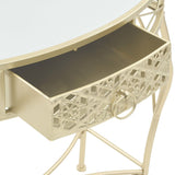 Tavolino Laterale in Stile Francese in Metallo 82x39x76 cm Oro