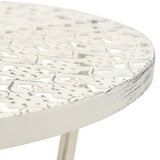 Tavolino da Bar Vintage Circolare in Metallo 40x70cm Bianco