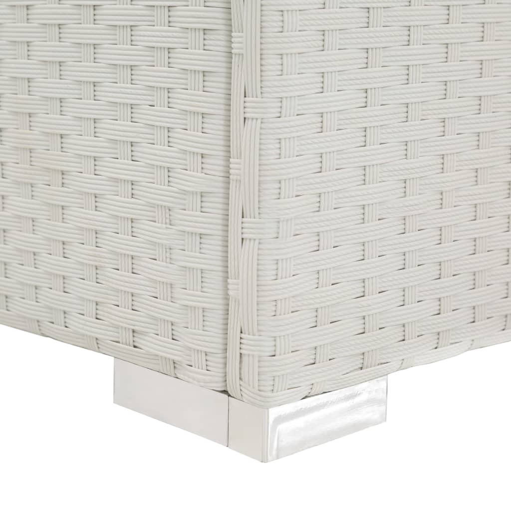 Lettino Prendisole con Cuscino in Polyrattan Bianco