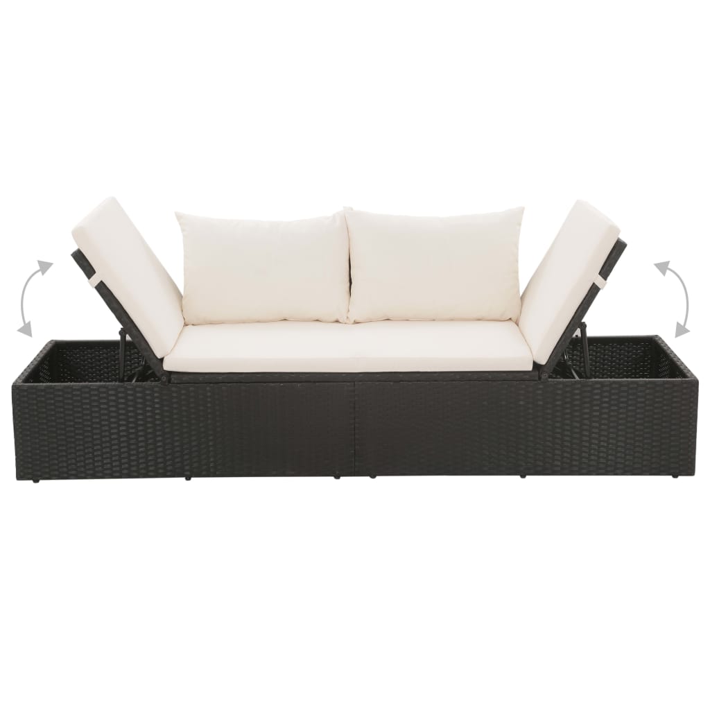 Lettino da Giardino Nero 195x60 cm in Polyrattan