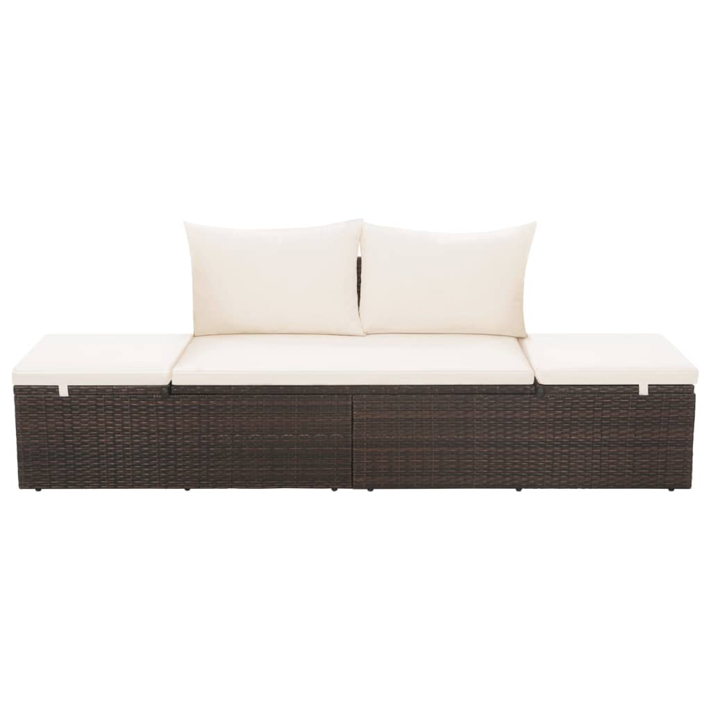 Lettino da Giardino Marrone 195x60 cm in Polyrattan