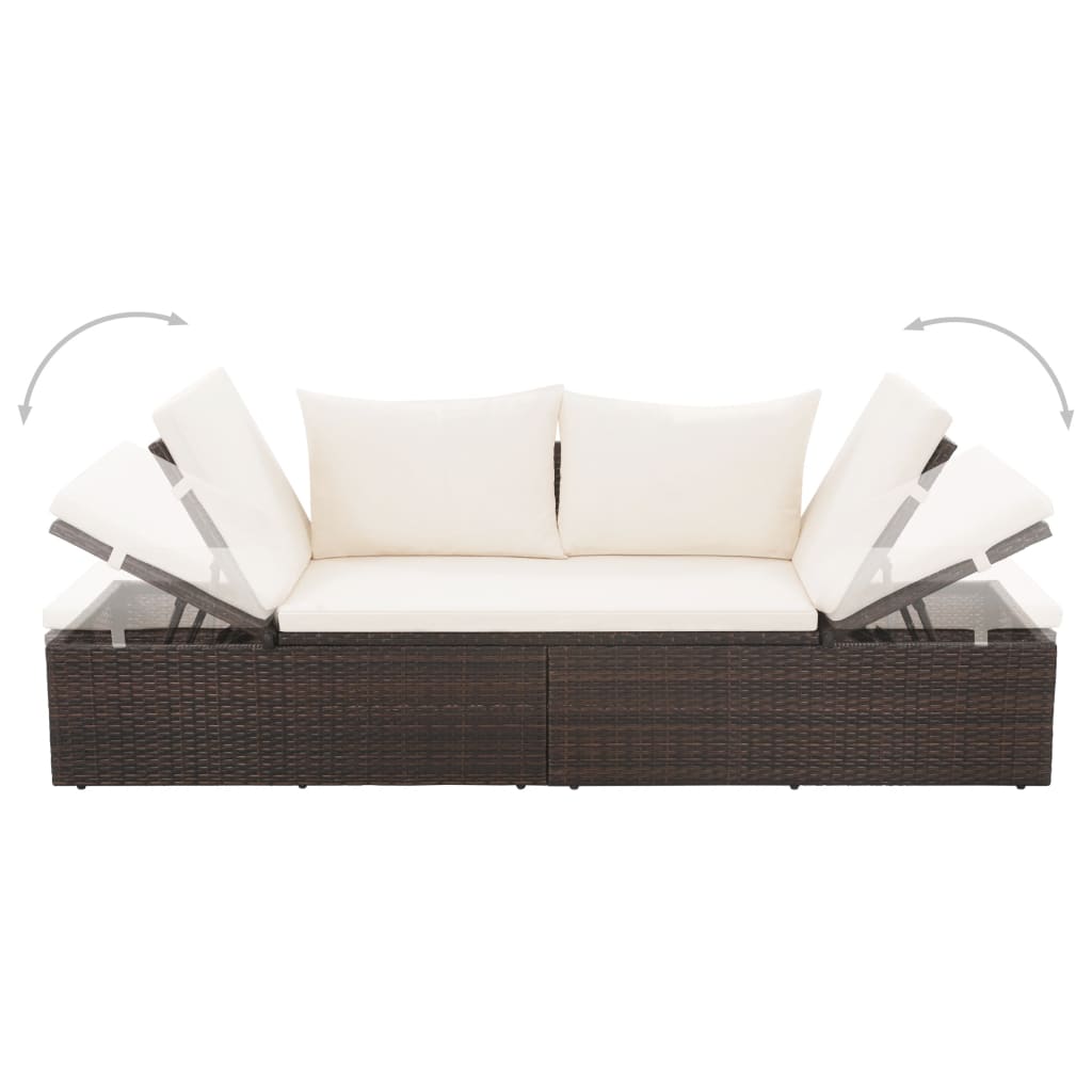 Lettino da Giardino Marrone 195x60 cm in Polyrattan