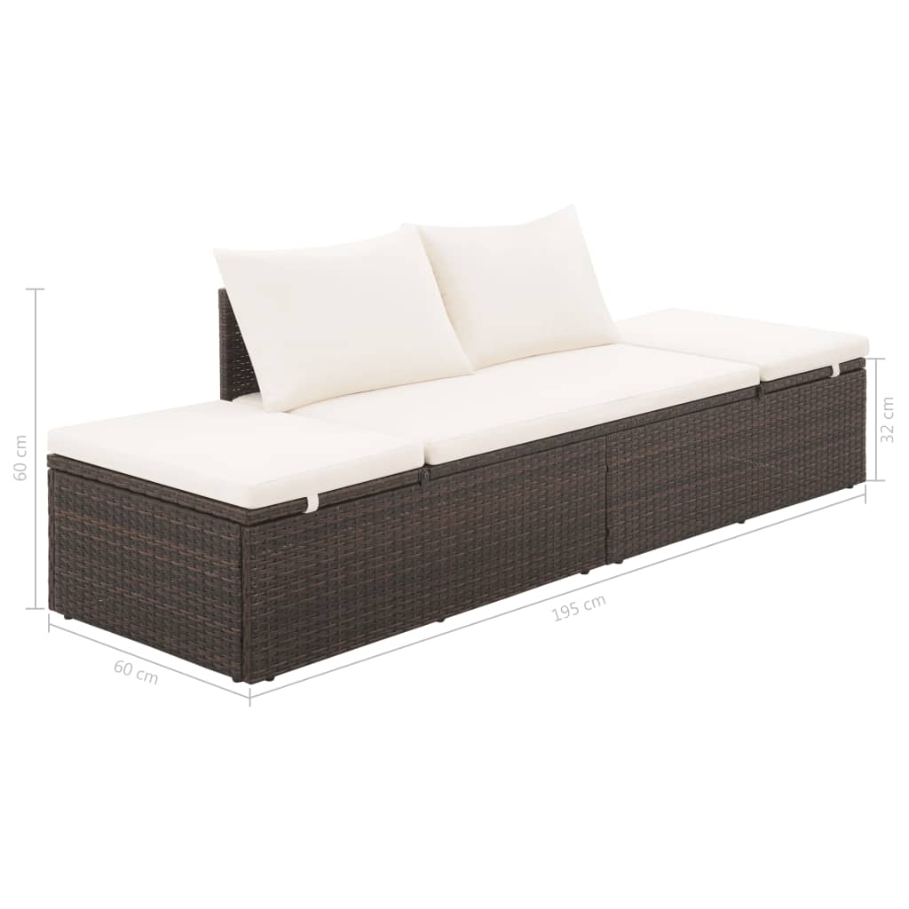 Lettino da Giardino Marrone 195x60 cm in Polyrattan