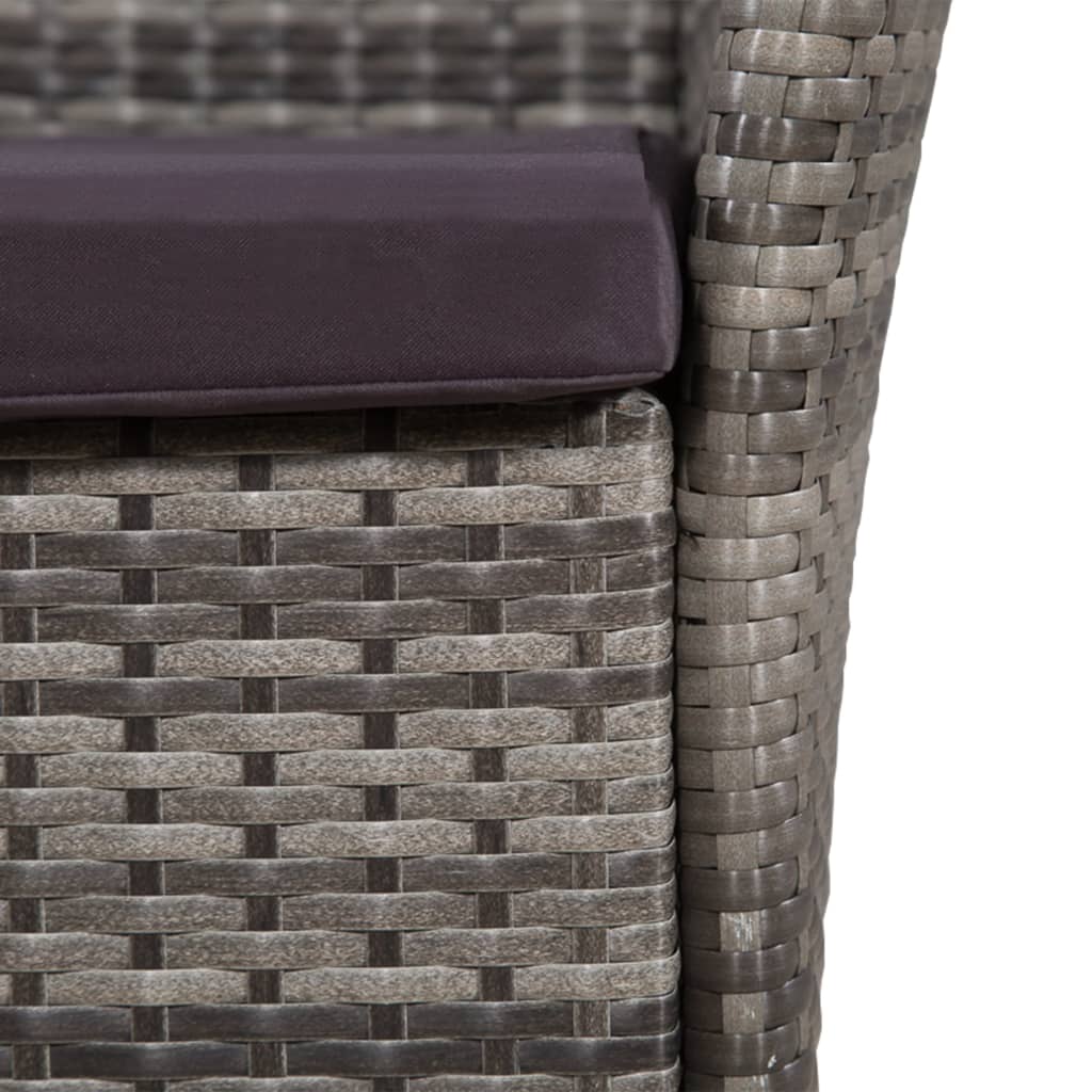 Set da Pranzo da Giardino 5 pz con Cuscini in Polyrattan Grigio