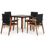 Set da Pranzo da Giardino 5 pz in Polyrattan Nero e Marrone