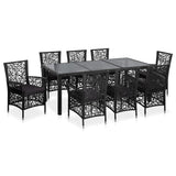 Set da Pranzo da Giardino 9 pz in Polyrattan Nero